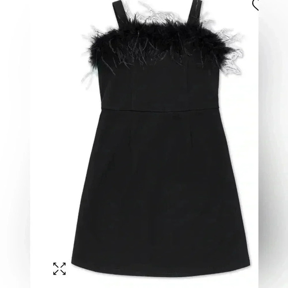 Speechless Other - SPEECHLESSS KIDS BLACK KNEES LENGTH DRES WITH FEATHER TRIM